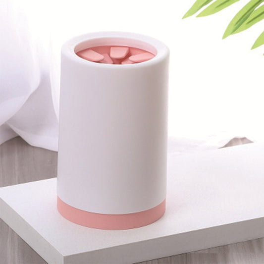 Pink silicone dog paw cleaner cup