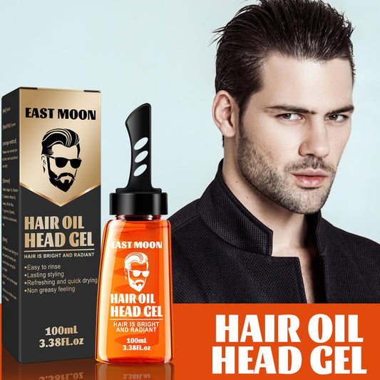 Built-in comb top applying styling wax directly to men's hair.