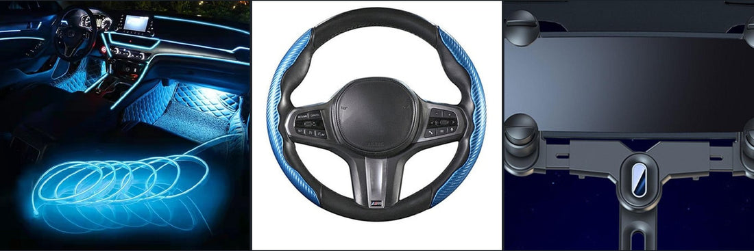 Ambient LED strip, steering wheel cover and mirror phone holder