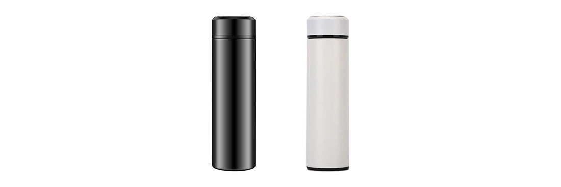 Black and white insulated travel cups