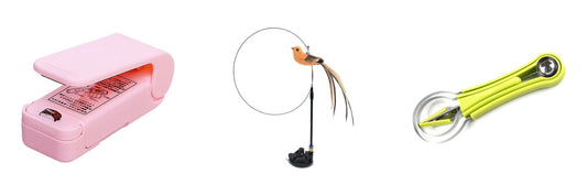 Bag sealer, bird cat toy and fruit slicer gift ideas