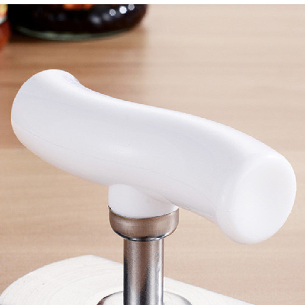 Close up of the white handle on the adjustable jar opener
