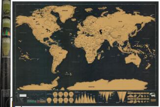 Scratch-off world map poster and packaging tube