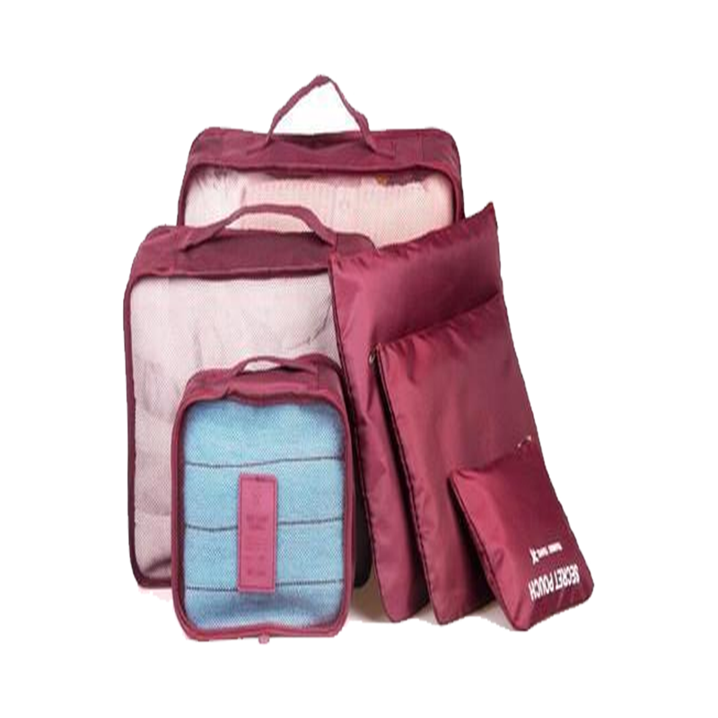 Wine red travel packing cubes set