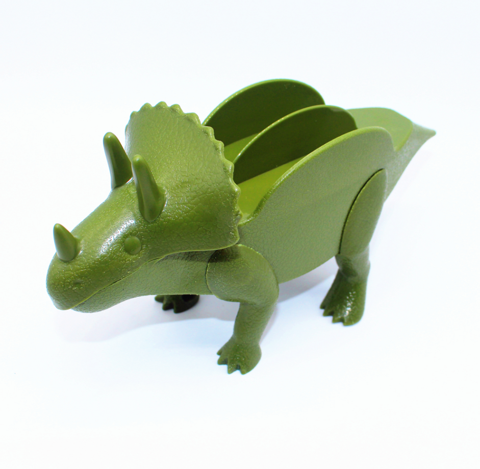 Green triceratops dinosaur taco holder
