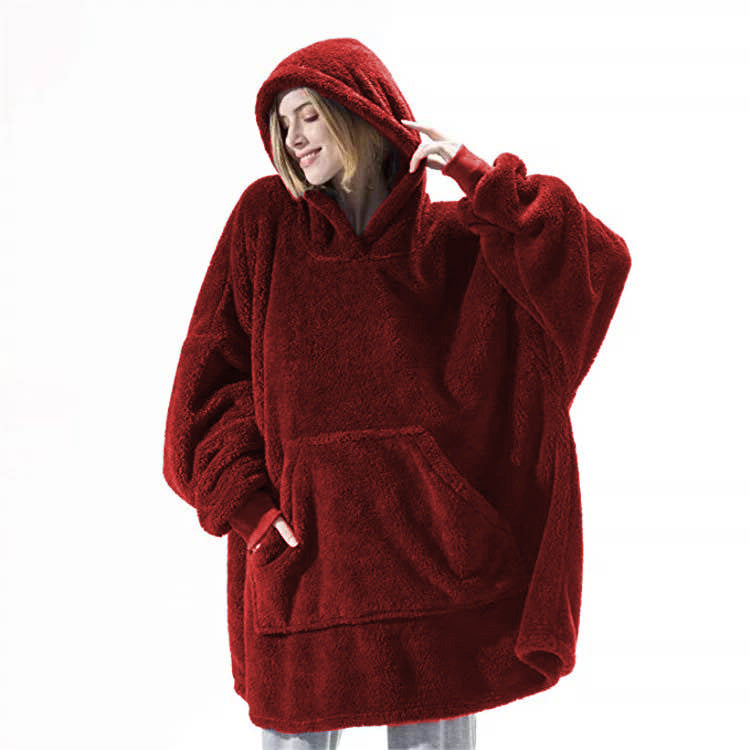Oversized Wearable Blanket Hoodie – Wine Red
