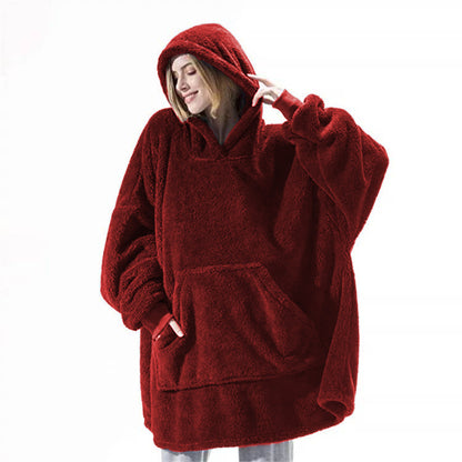 Oversized Wearable Blanket Hoodie – Wine Red