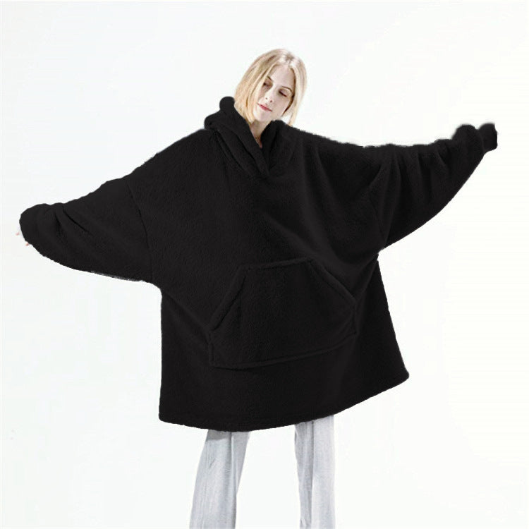 Oversized Wearable Blanket Hoodie – Black