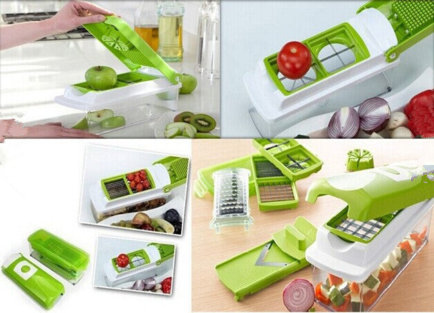 Using the vegetable chopper to dice foods
