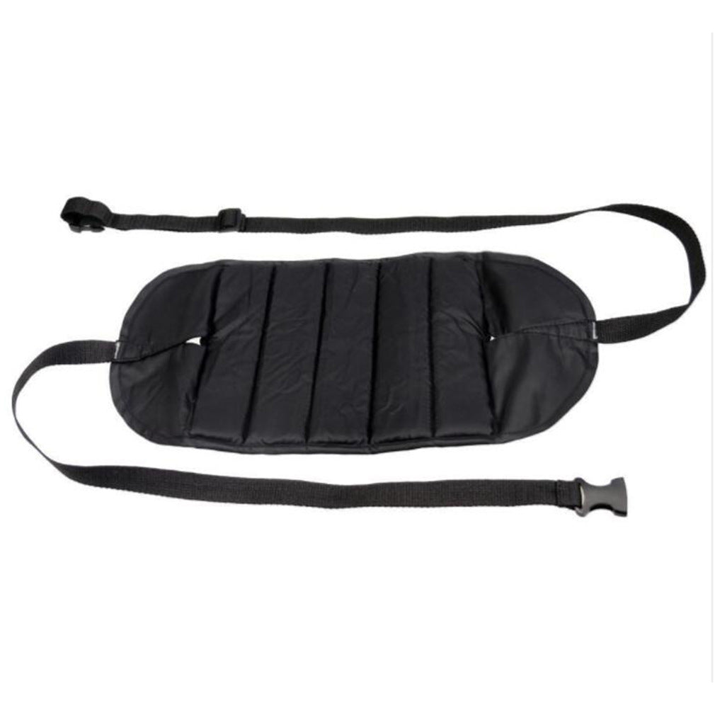 Black portable foot hammock laid flat