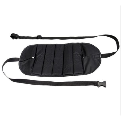 Black portable foot hammock laid flat