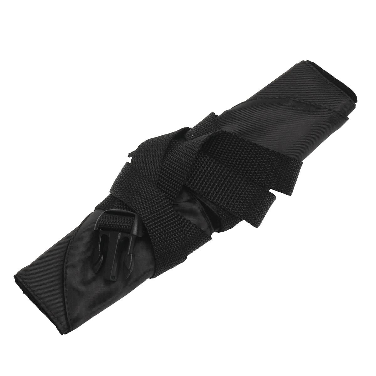 Foot hammock rolled up and secured with its strap