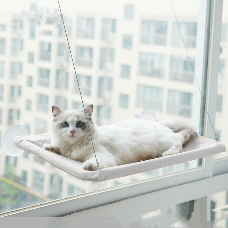 Khaki wall mounted window cat hammock