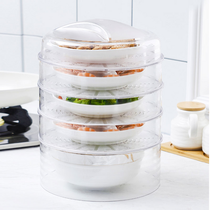Stackable food cover dome with multiple dishes inside