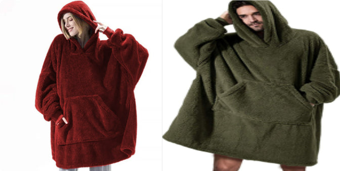 Red and army green oversized wearable blanket hoodies