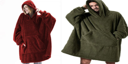 Red and army green oversized wearable blanket hoodies