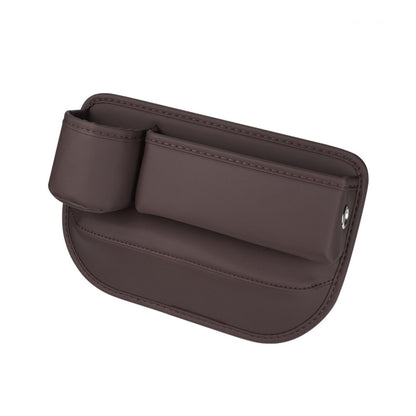 Brown faux leather car seat gap filler organizer