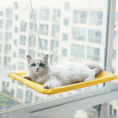 Yellow wall mounted window cat hammock
