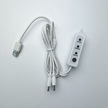 White USB power cable with high, middle, and low switch