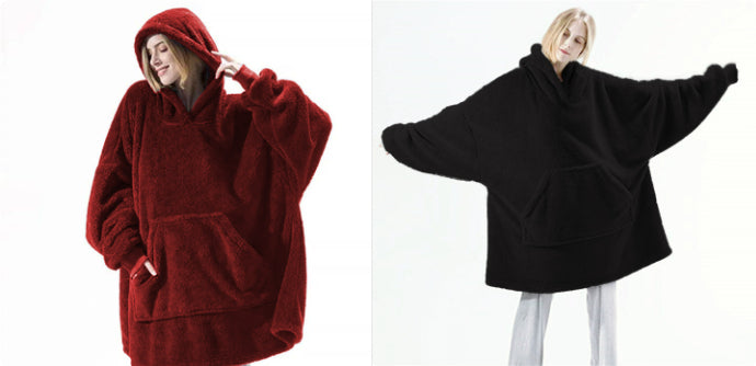 Red and black oversized wearable blanket hoodies