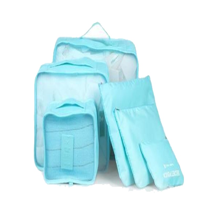 Light blue travel packing cubes set