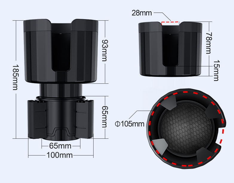 Dimensions of the car cup holder expander