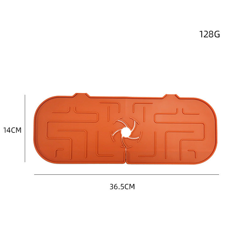 Dimensions of the orange silicone faucet splash guard mat