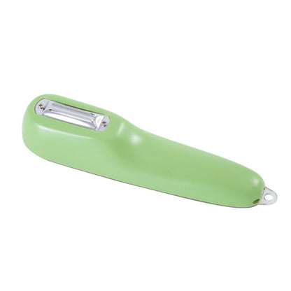 Light green vegetable peeler with built-in storage tube