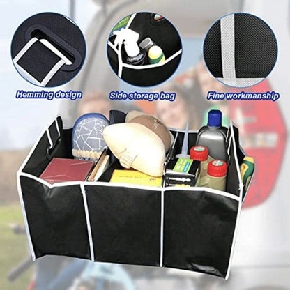 Trunk organizer features including hemming design and side pockets