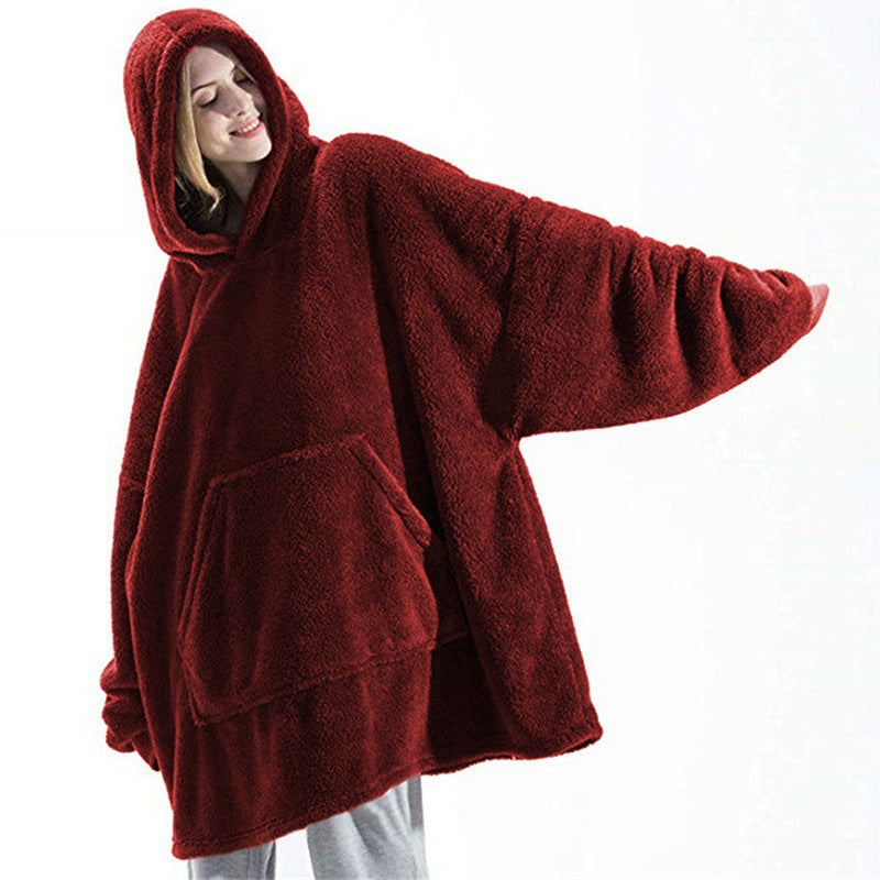 Red oversized wearable blanket hoodie