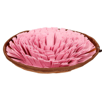 Pink round fabric dog snuffle mat