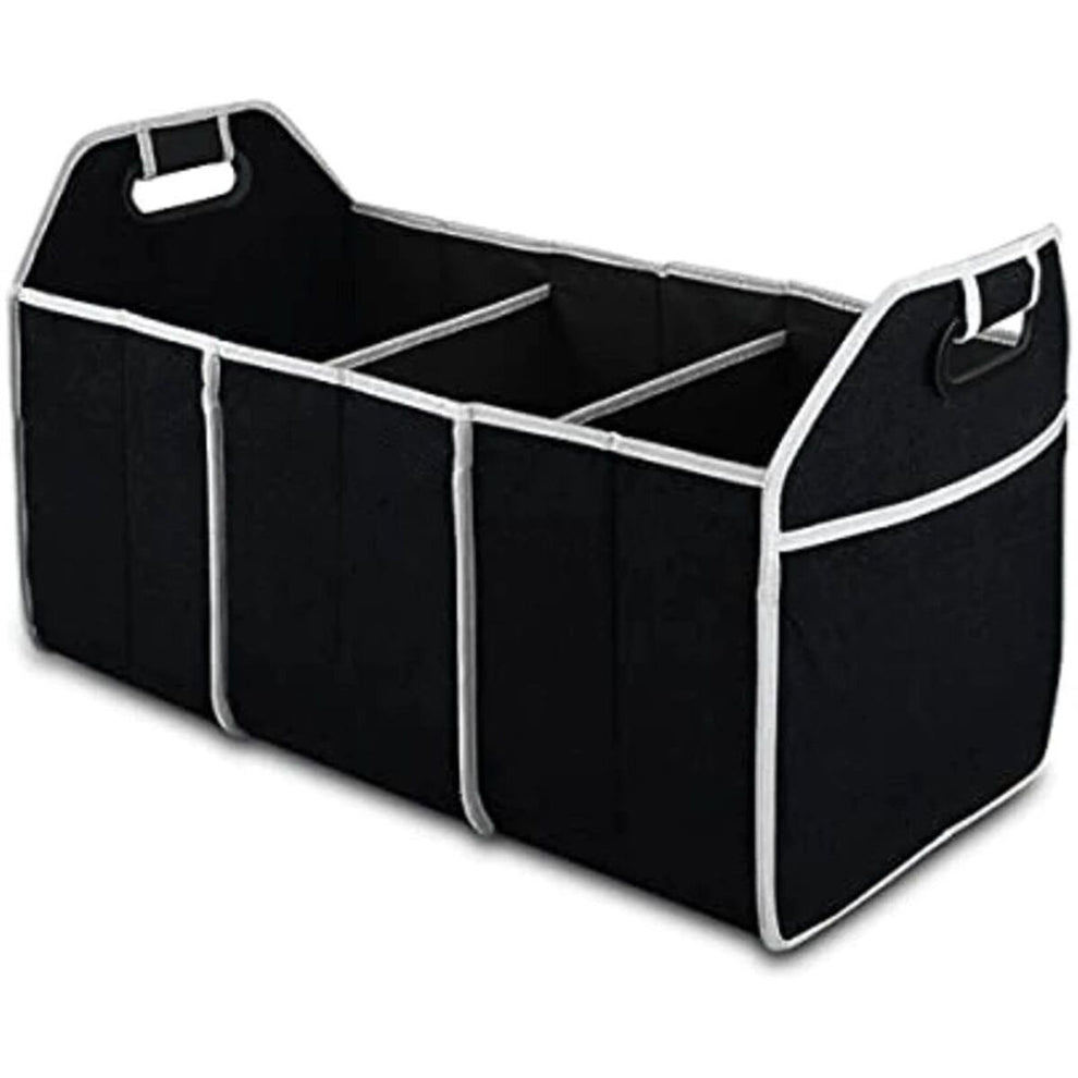 Empty black collapsible trunk organizer