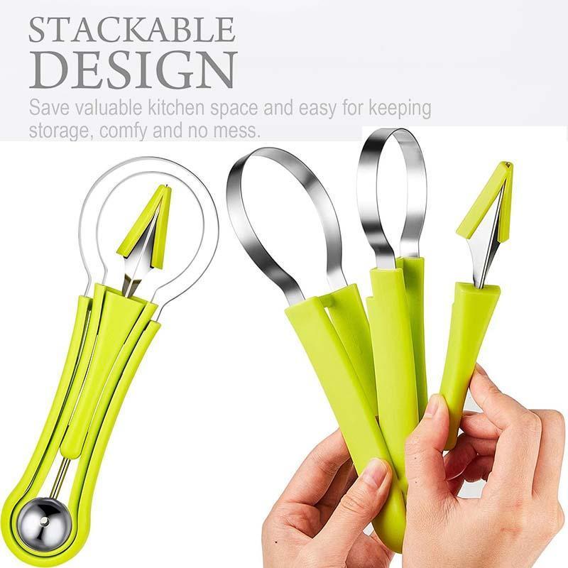 The four pieces of the nested melon tool set laid out