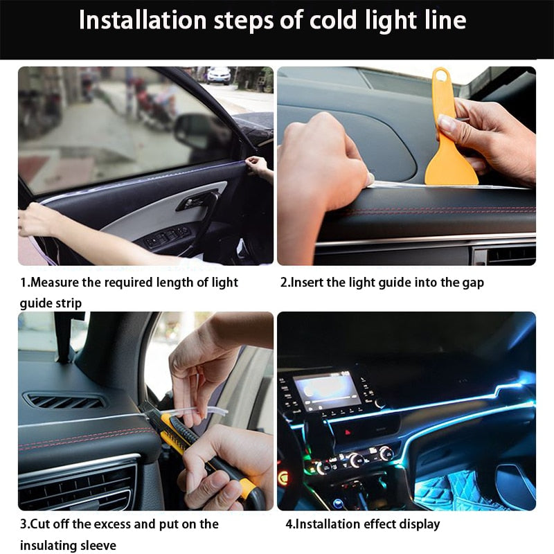 Car interior lit with smooth continuous ambient lighting