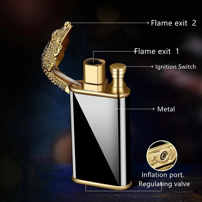 Golden dragon lighter texture close-up
