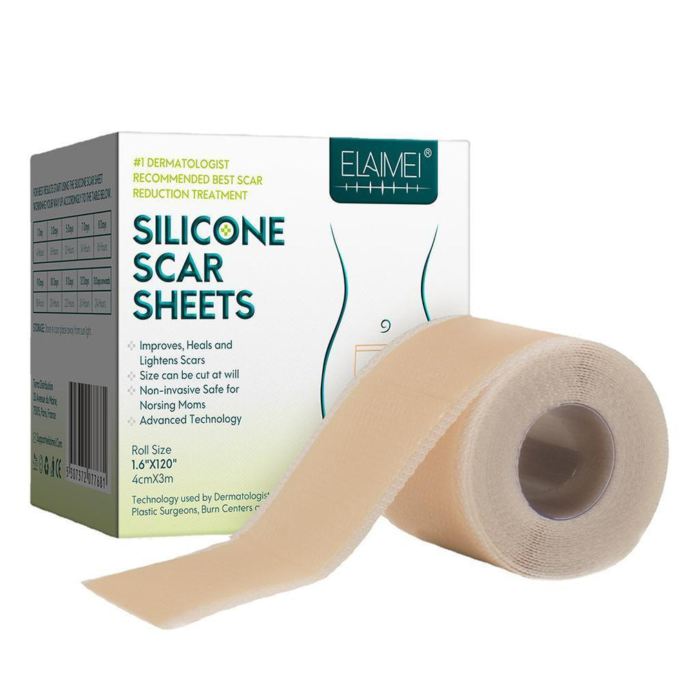 Close-up view of a thin silicone patch placed smoothly on skin.
