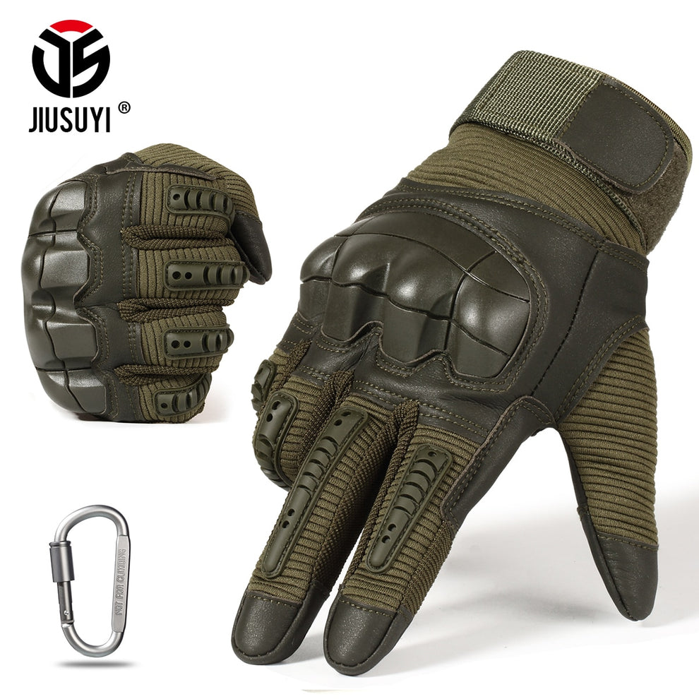 Black reinforced tactical gloves viewed from the top
