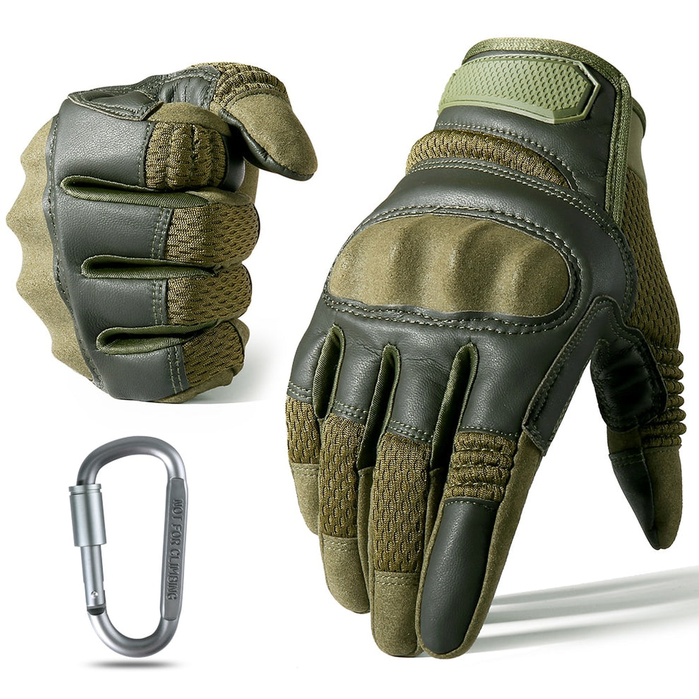 Flexible finger design shown on the green glove variant