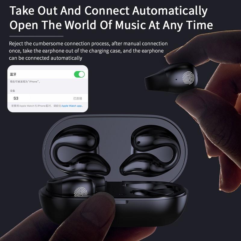 Detailed side view of the clip-on design without in-ear pressure