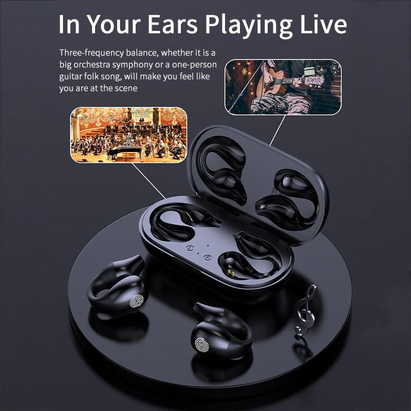 The black color variant of the open-ear clip headset