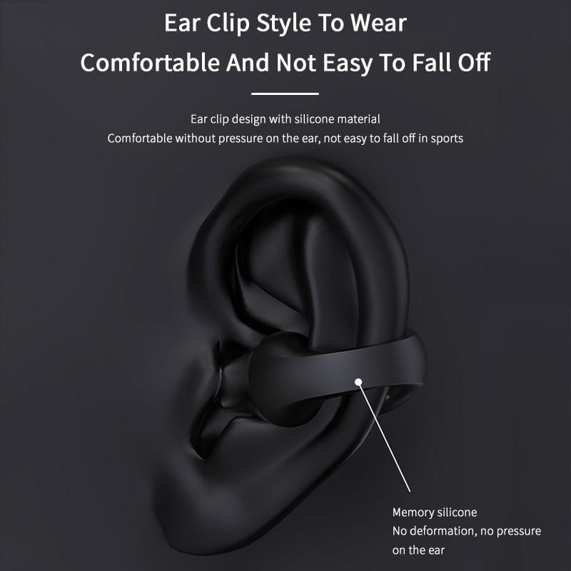 The open-ear headset and charging case on a flat surface