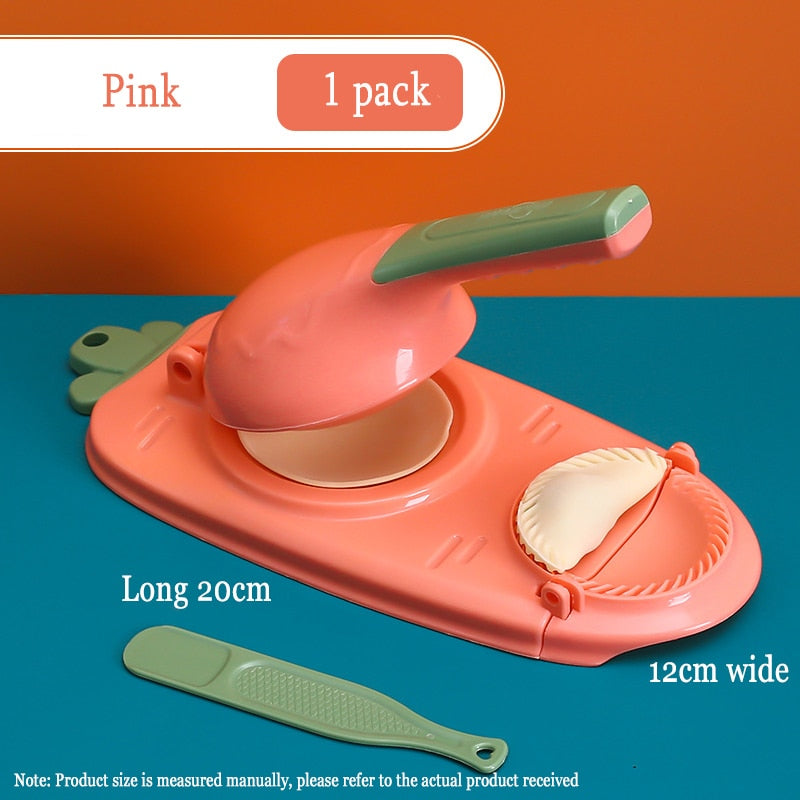 Opening the dumpling tool to reveal a perfectly crimped dumpling.