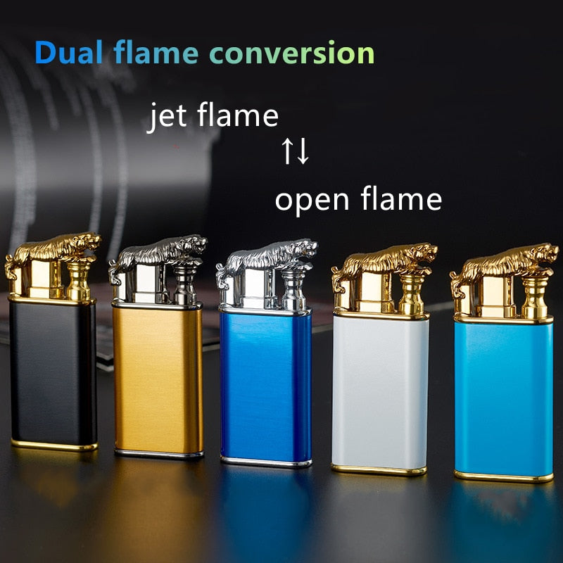 Windproof double-flame lighter lifestyle use