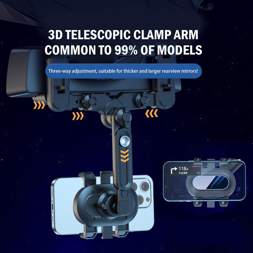 Universal car phone mount adjusted for landscape viewing