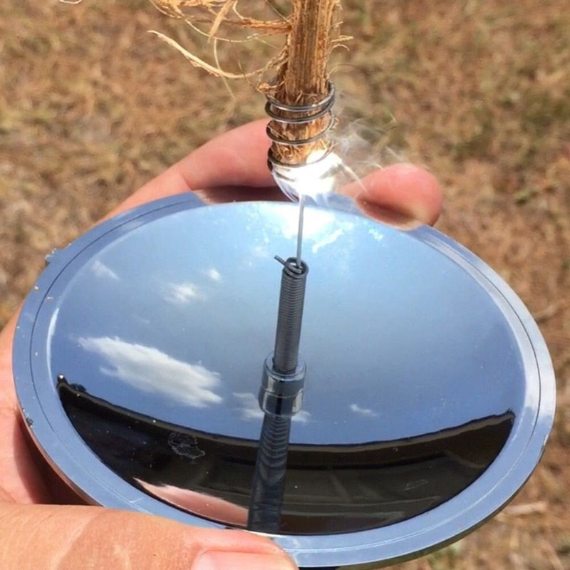 Compact solar lighter closed on a natural wooden surface