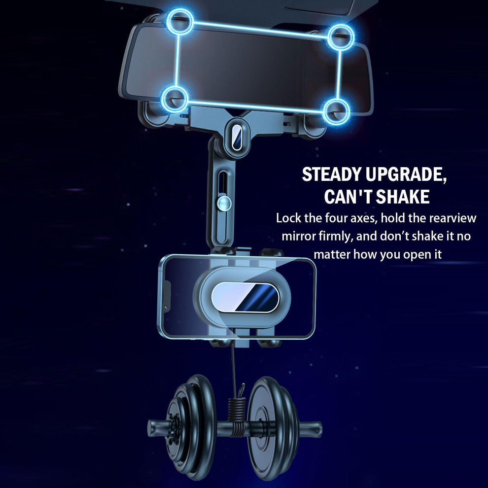 360-degree rotating phone holder attached to mirror