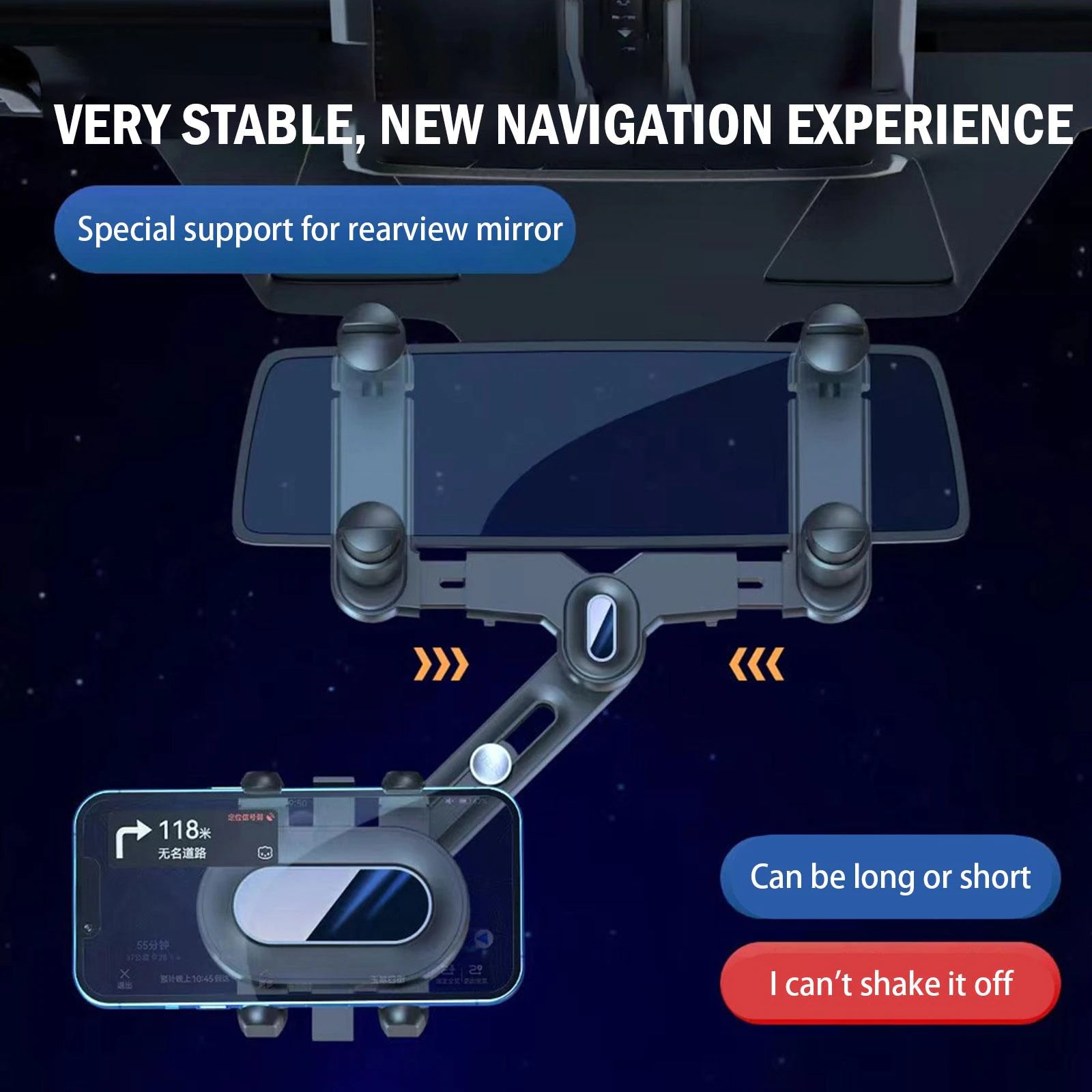 Rotatable Rearview Mirror Mobile Holder - Starqon